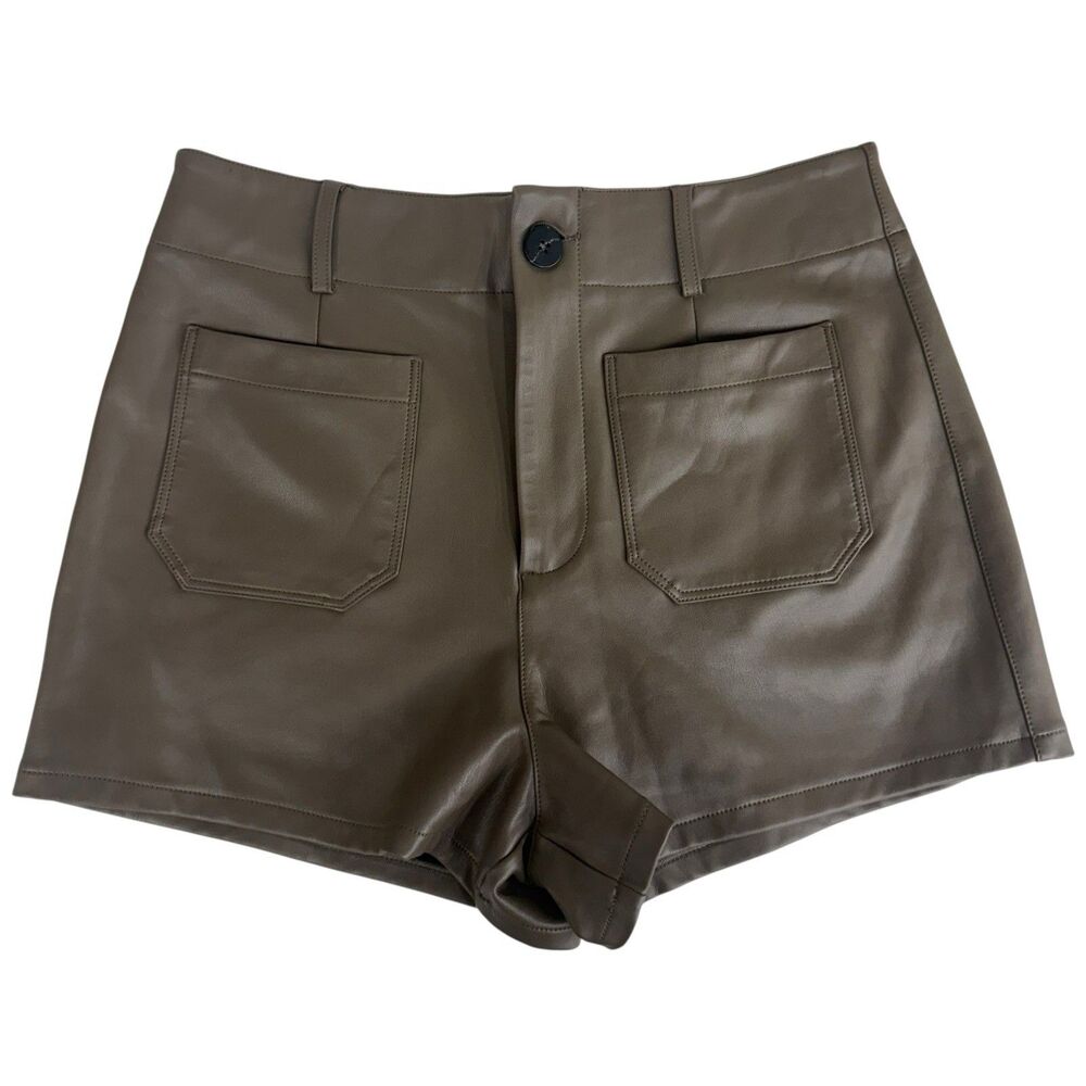 Anthropologie Maeve The Colette Faux Leather Brown Taupe Short Pockets Size 31